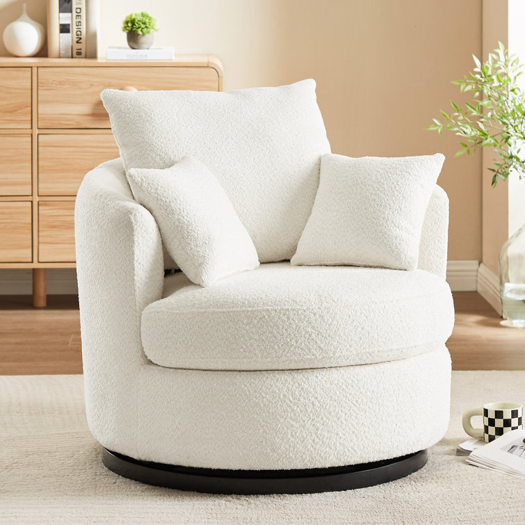 Latitude Run® Upholstered Swivel Barrel Chair Wayfair